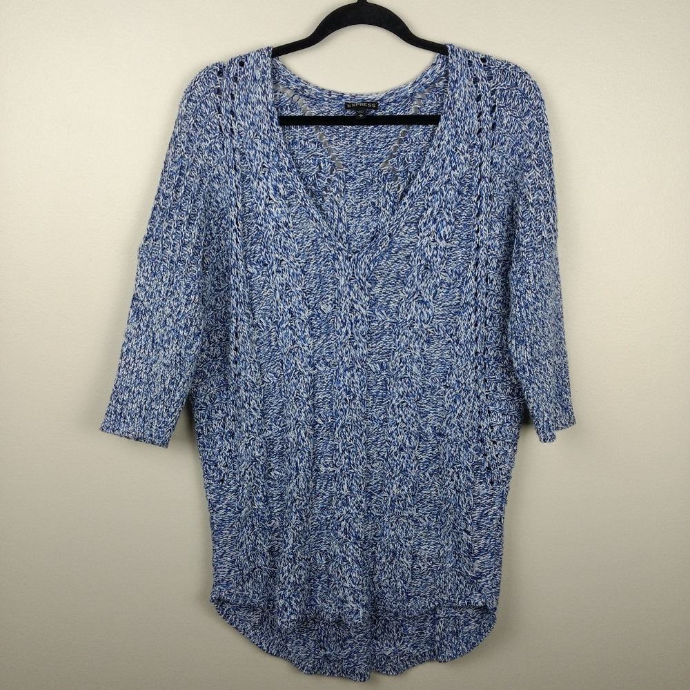 EXPRESS Blue White Marled Hi Lo Sweater